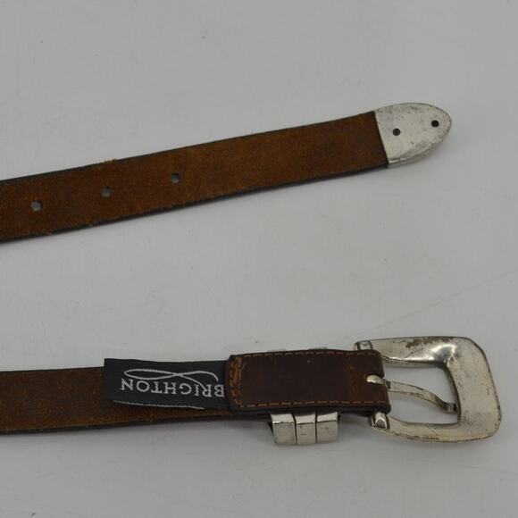 Brighton Womens Sz Large Brown Leather Belt Heart Western main image 8